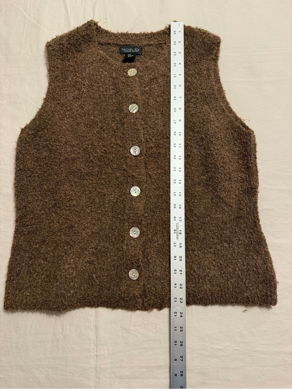Rachel Zoe Button Front Sweater Vest XL Brown - Picture 7 of 8